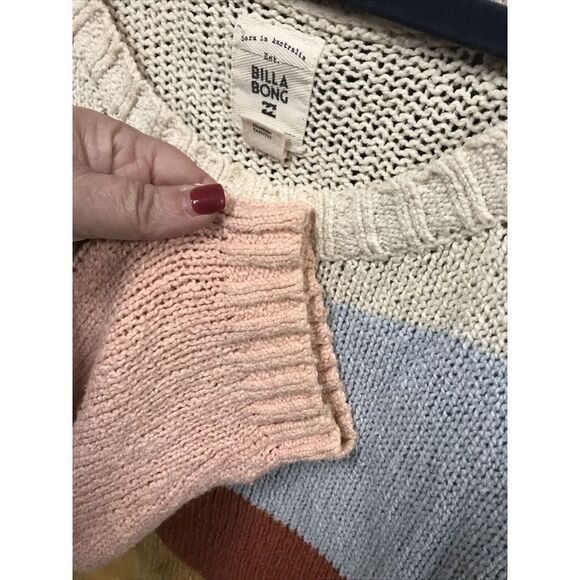 Billabong Sweater Women L Multi Striped Knit Long Sleeve Round Neck Pullover - Picture 6 of 12